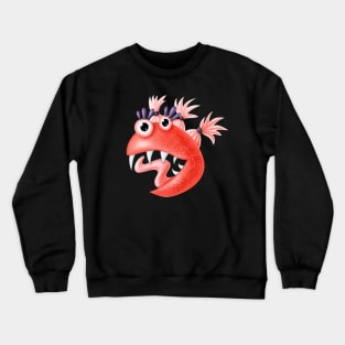 Crazy Pink Monster With Ponytails Crewneck Sweatshirt